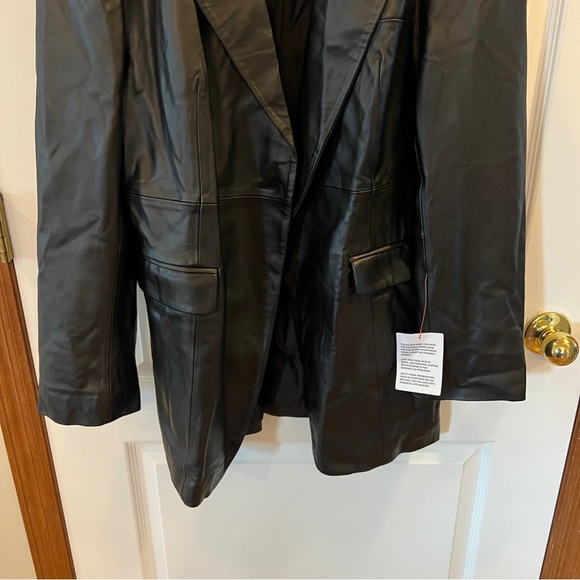 ASOS Design NWT Geuine Black Leather Trench Jacket - Picture 4 of 15